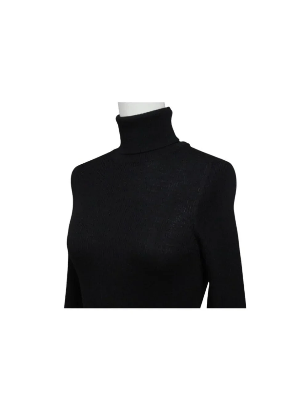 Louis Vuitton Long Sleeve Knit Sweater Wool Silk Black Logo XS